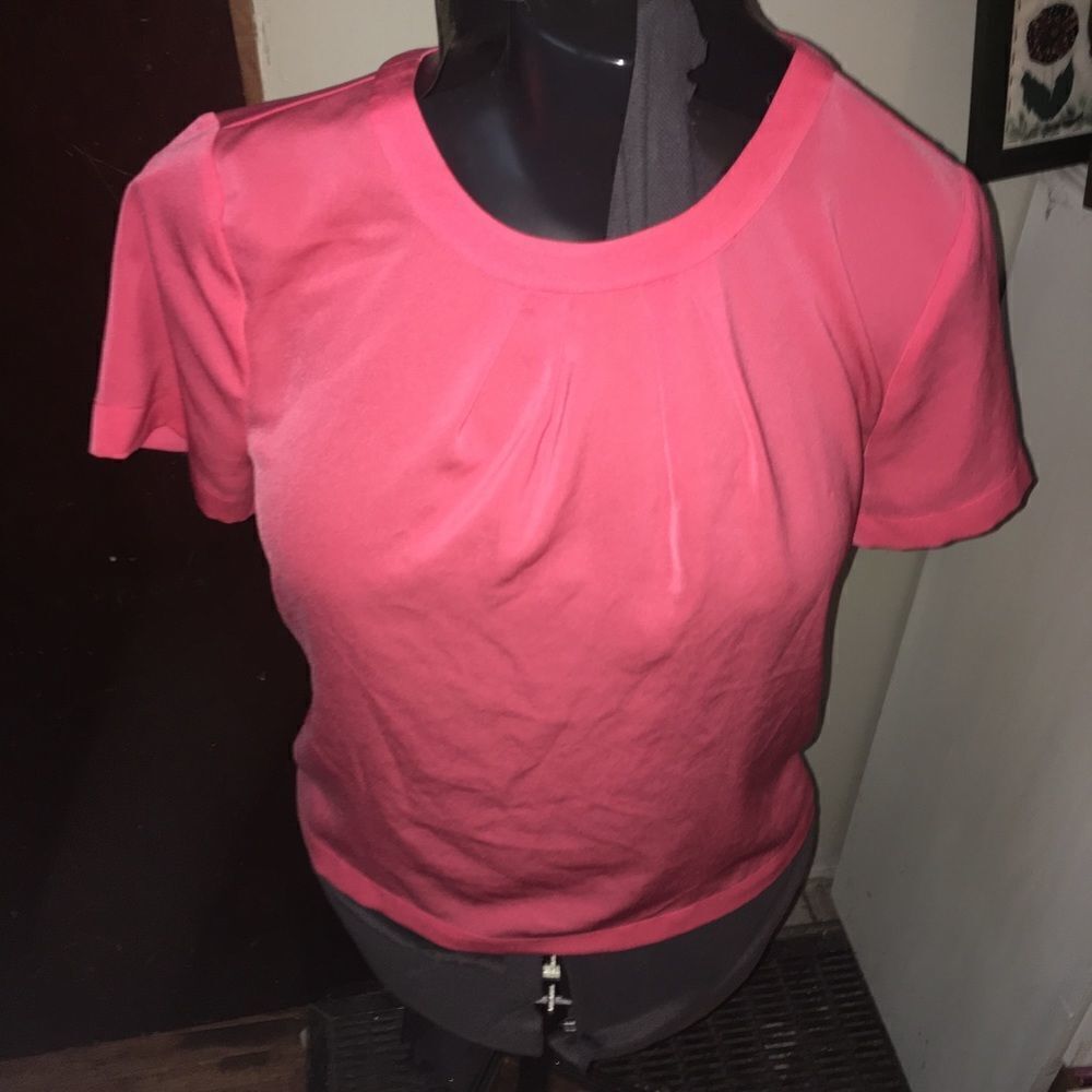 J Crew Factory MP pink pin tuck blouse with split back